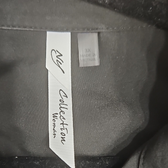 NY Collection Black Button Down Shirt - Picture 2 of 7